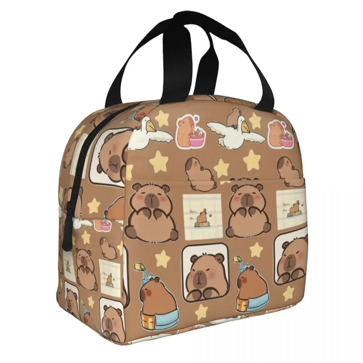 Custom Capybara Thermal Insulated Lunch Bags Women Portable Lunch Container for Outdoor Camping Travel Storage Food Box