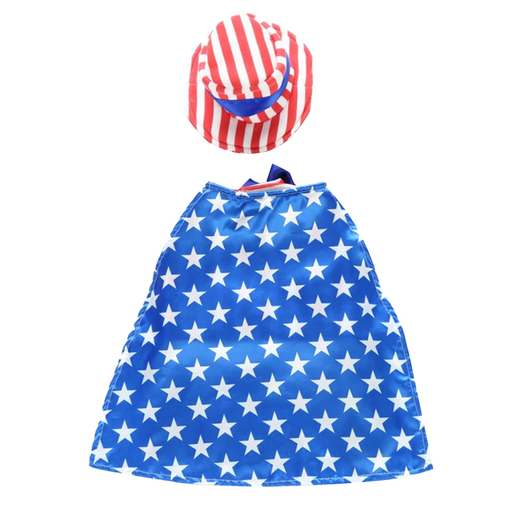 

Dog Costume Lightweight Cape Dress USA Flag Style Pet Clothes for Male Female Dogs Patriotic Independence Day Outfit Dog Dress