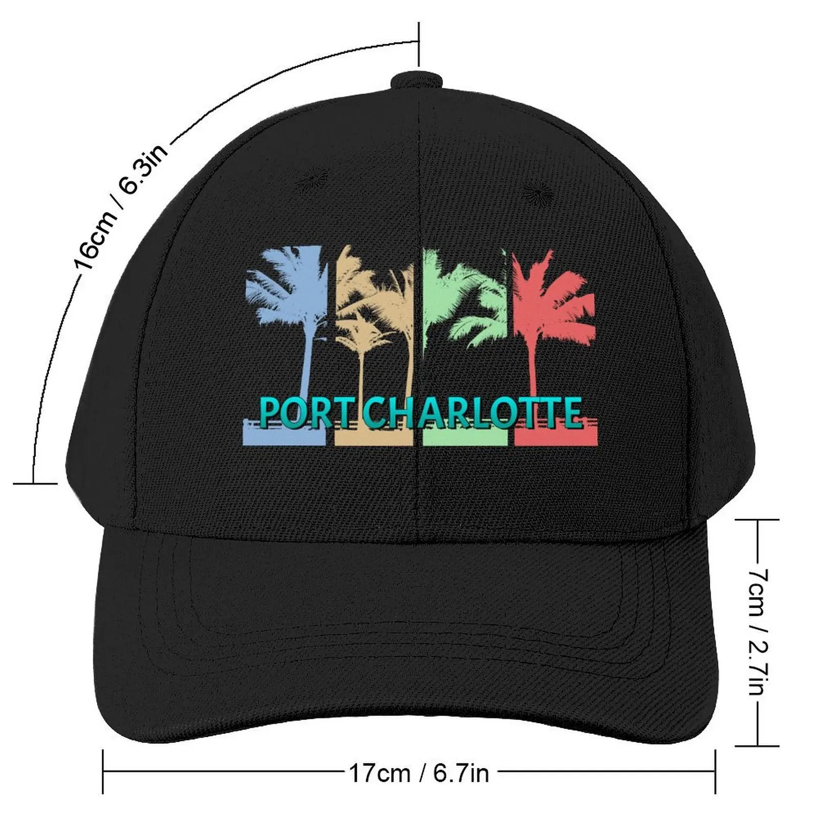 Port Charlotte, Florida - Multi-Colored Palm Trees Baseball Cap Golf Hat Military Tactical Cap Girl Men's