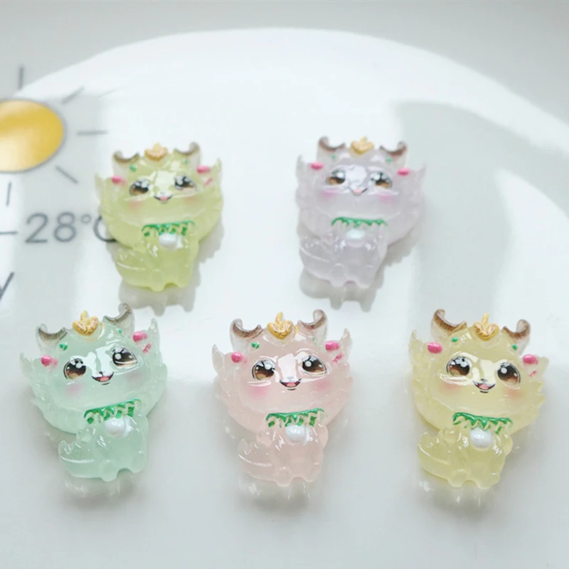 10 Pcs New Mini Cute Cartoon Bright Faced Unicorn, Baby Dragon Resin Diy Fashion Jewellery Hairpin Decorate Accessories Craft