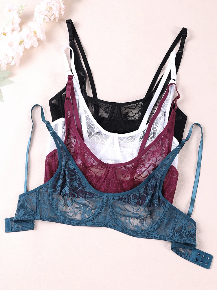 6 Pack Women's Sexy Plus Size Underwire Bra, Adjustable Straps Unpadded Breathable Comfort Casual Brassiere