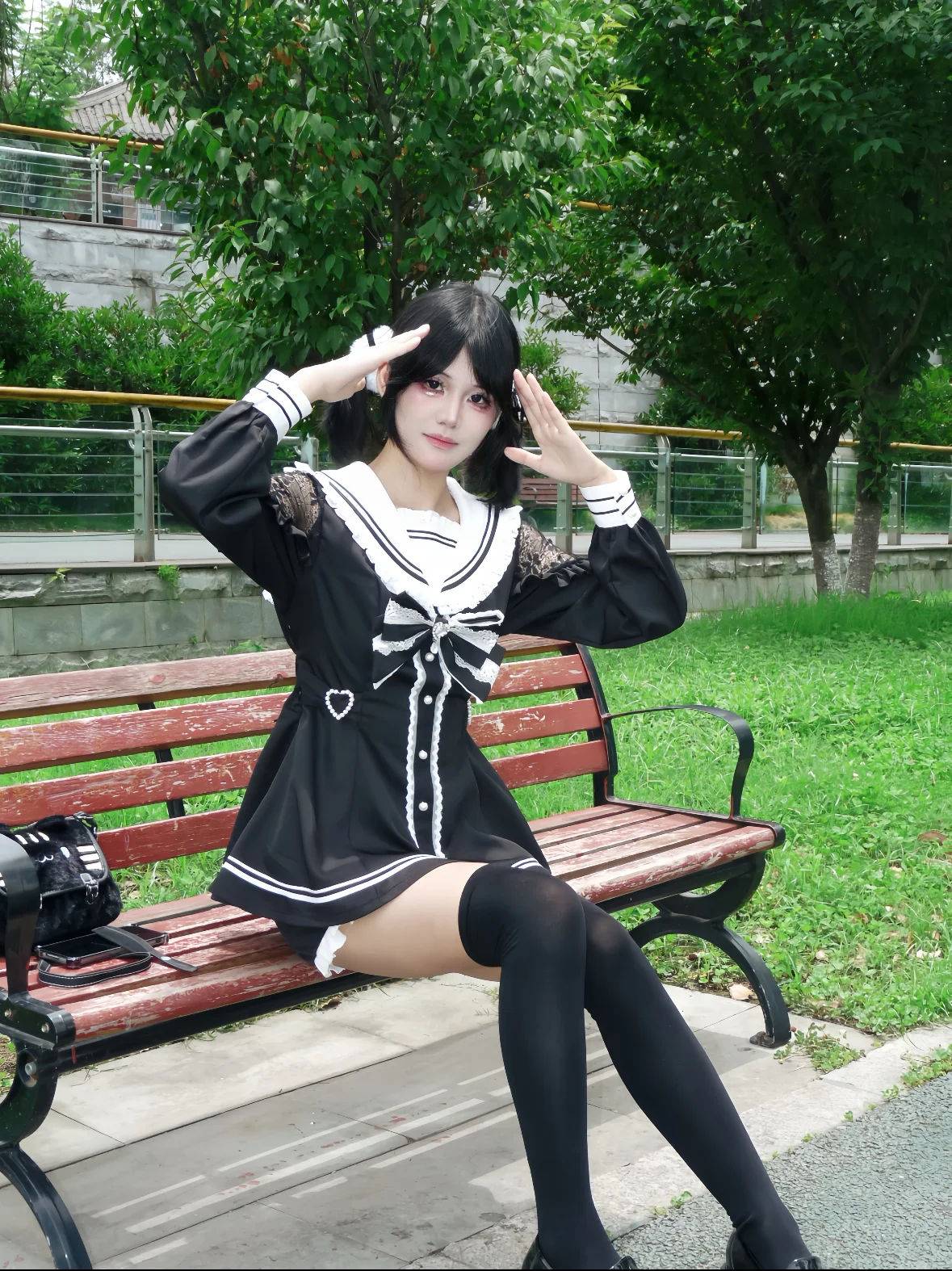Japanese Subculture Jirai kei Sailor Collar JK Uniform Black Y2k