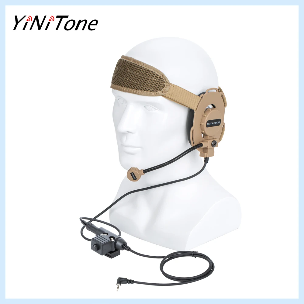 Ham Radio NATO Brown HD03 CS Bowman Elite II Headset Microphone with 2.5mm U94 PTT for Motorola T5620 T6200 6200C TKLR T3 T6