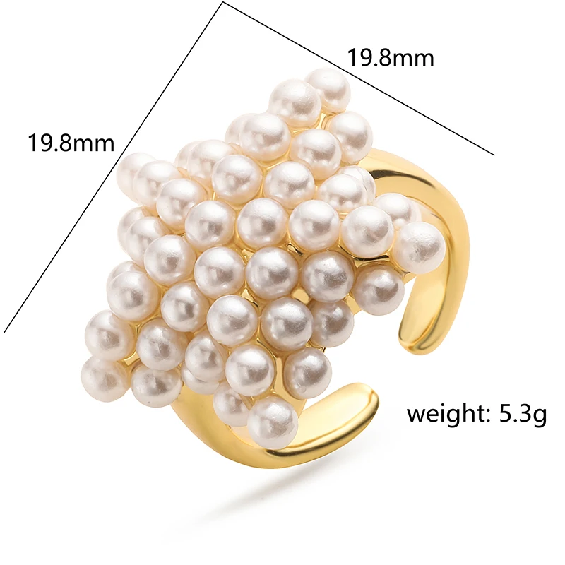 HECHENG,Large faux pearl ring, Star Heart Round Shape Ring for Women Elegant temperament fashion finger ring