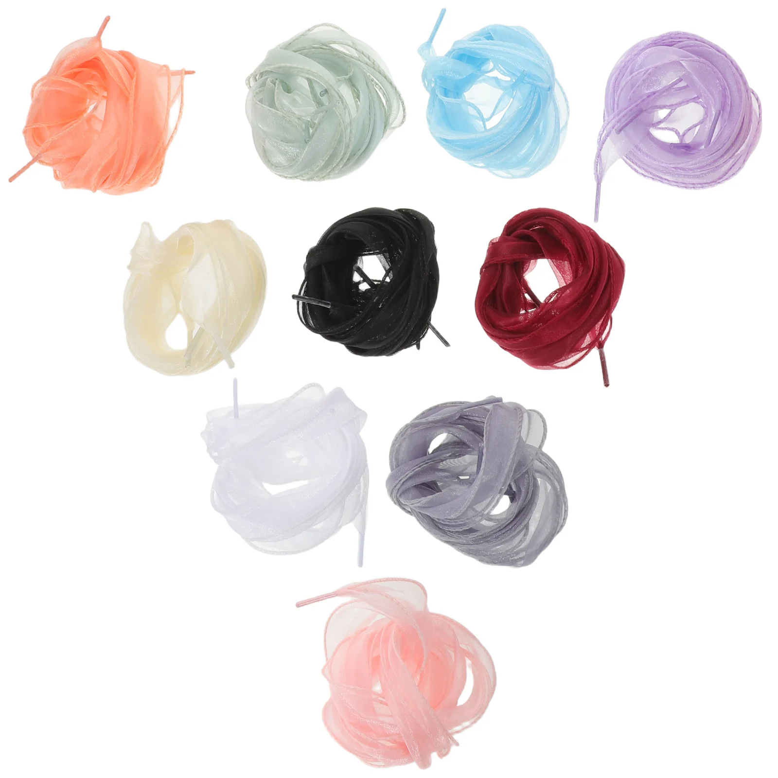 

10pcs Organza Shoe Laces For Sneakers Women Flat Satin Ribbon Shoestrings Multicolored Decorative Shoes Laces For School