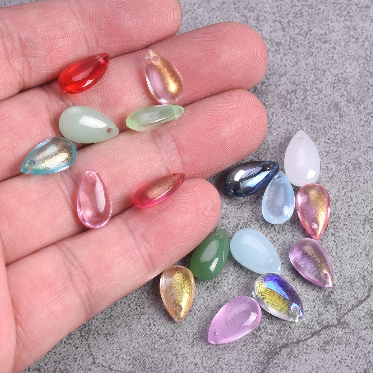 10pcs 14x8mm Teardrop Shape Crystal Glass Loose Crafts Beads Top Drilled Pendants for Earring Jewelry Making DIY Crafts