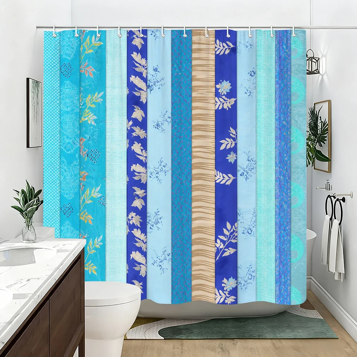 Vibrant Themed Polyester Bathtub Curtain - Decorative Shower Curtain with Creative Prints for Bathroom Decor