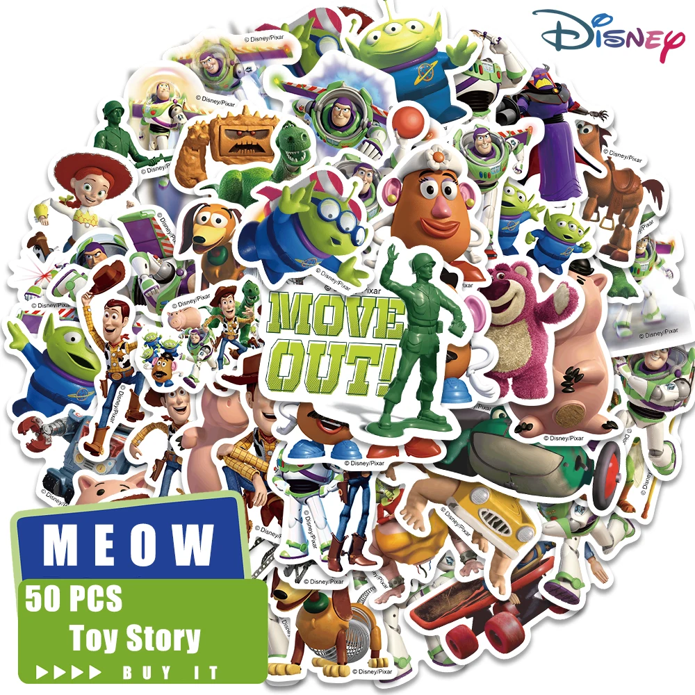 10/50pcs Disney 3D Cute Anime Toy Story Cartoon Stickers Decals Kids Gift Laptop Phone Book Bottle Motorcycle Decoration Sticker