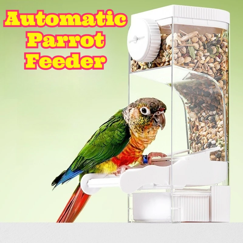 

Automatic Parrot Feeder Double Perch Husk Separator Hanging Anti Splash Anti Spill Budgie Cockatiel Small Birds No Mess Seed