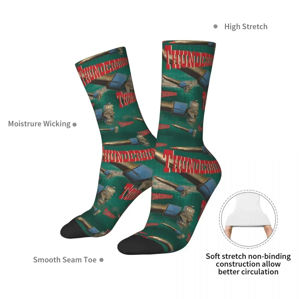 Thunderbirds 1, Spaceship, Officially Licensed Fan Art Socks Harajuku High Quality Stockings All Season Long Socks Accessories