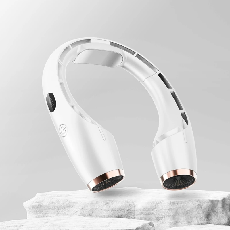 مكيف هواء محمول بمروحة تبريد أشباه الموصلات معلقة على الرقبة بقدرة 4000 مللي أمبير في الساعة 360 محيطي للمبرد الخارجي باللون الأبيض-A68M