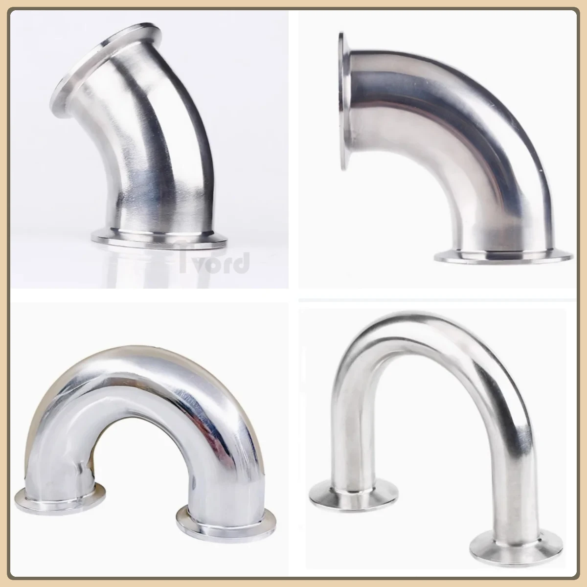 

3/4" 1” 2” 3“ 19Mm-76Mm OD Sanitary Tri Clamp Ferrule 45/90/180 Degree Elbow Pipe Fitting Stainless Steel 304 Homebrew