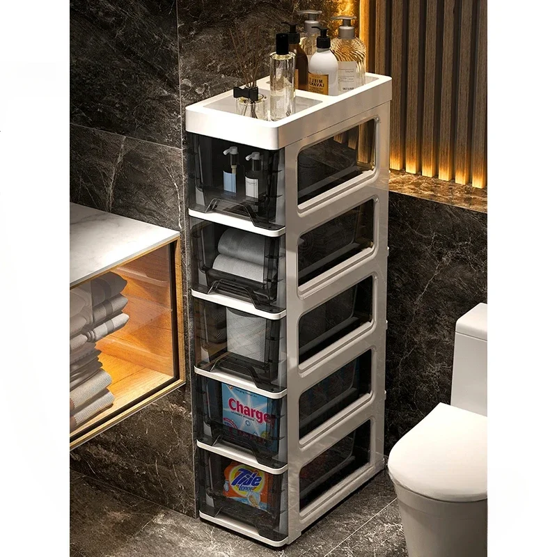 Light Luxury Plastic Cabinets for Kitchen Transparent Thickened with Slits Modern Simple Design Storage for Bathroom