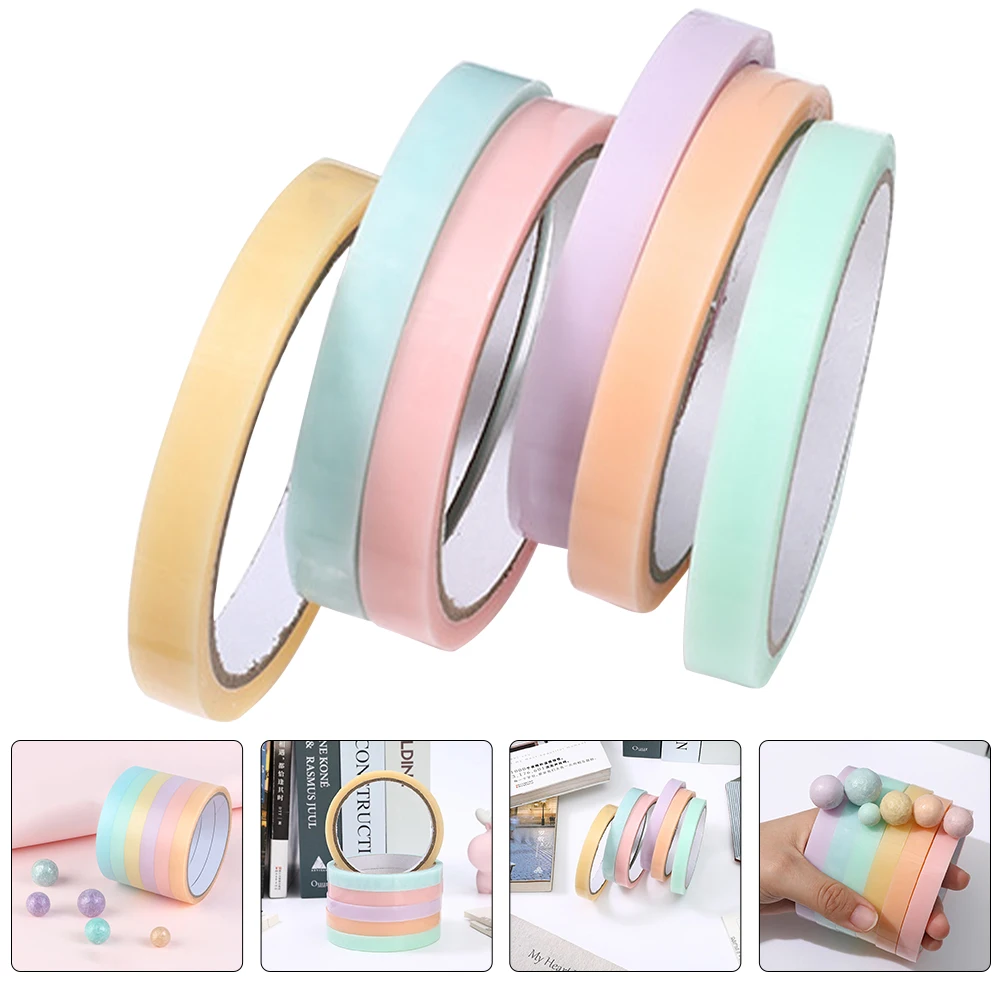6 قطعة 6 لفات كرات لزجة صنع الشريط الملونة لتقوم بها بنفسك لاصق لتخفيف التوتر الضغط قابلة لإعادة الاستخدام البلاستيك الحرفية العرض لزجة