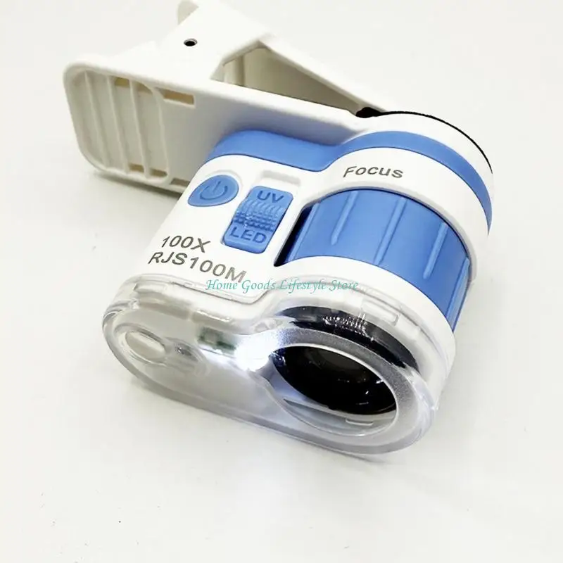 

E74E Kids Handheld Magnifier Tool Light Weight ABS Phone Microscope Clip For Outdoor Learning Activity