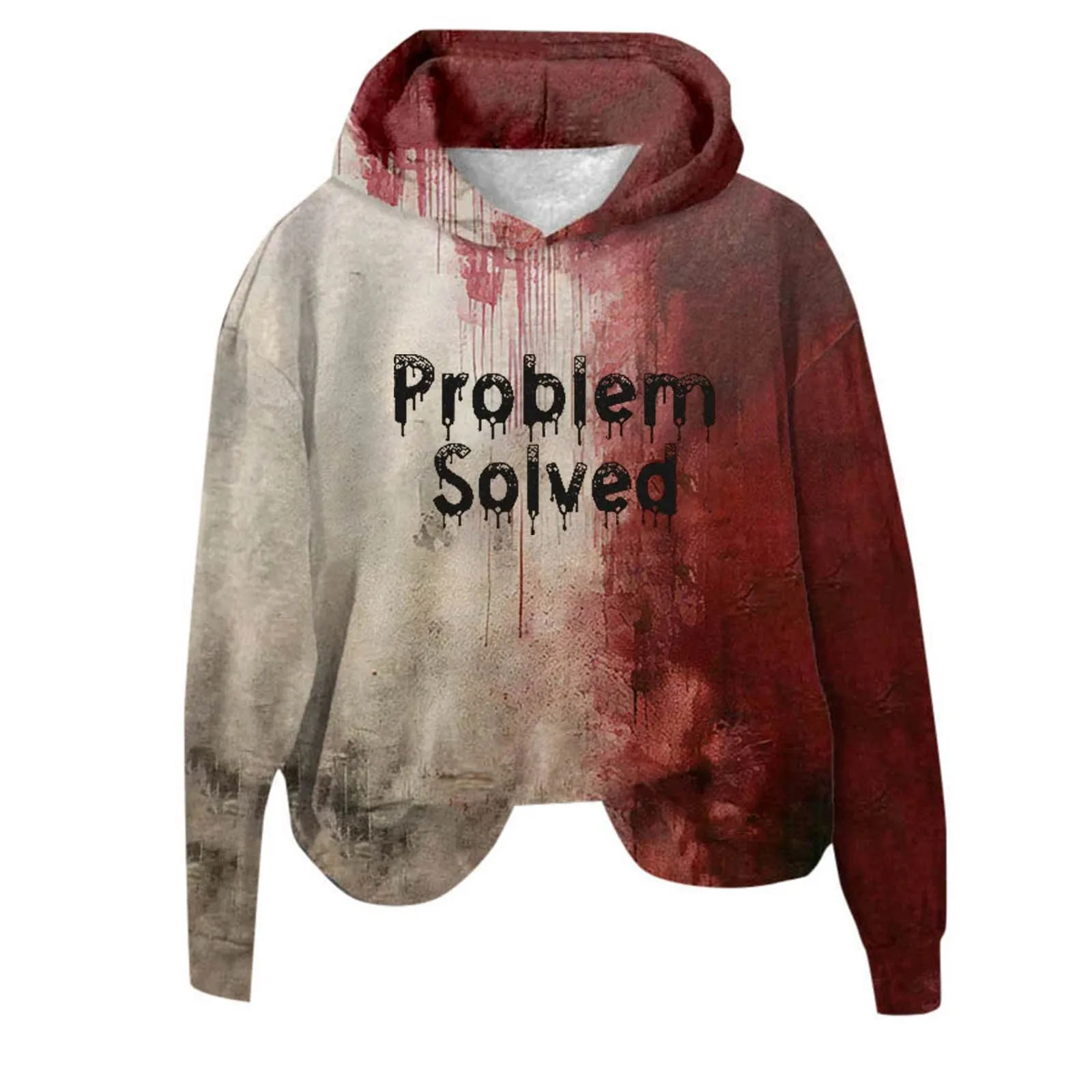 I'M Fine Bloody Sweatshirt Problem Solved Halloween Hoodies For Women Funny Graphic Oversized Hood Sweatshirts Casual Pullover