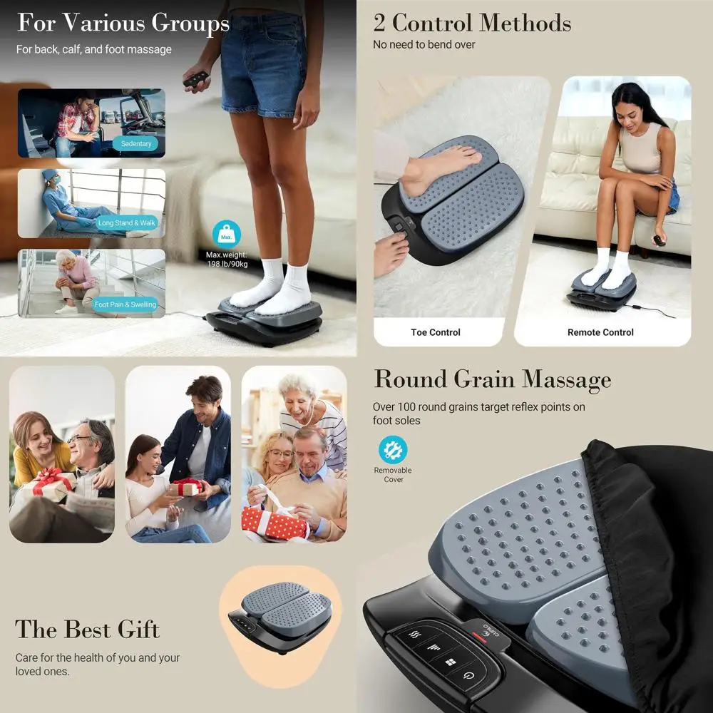 

FSA & HSA Qualified Electric Foot Massager with Heat, Vibration, and Remote for Leg Circulation & Pain Relief