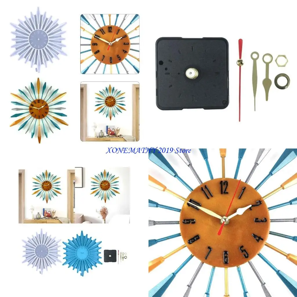 

F42F Clock Epoxy Mold for Resin Casting Clock Wall Decor Mould Number Clock Silicone Mold DIY Wall Hangings Ornaments Mould