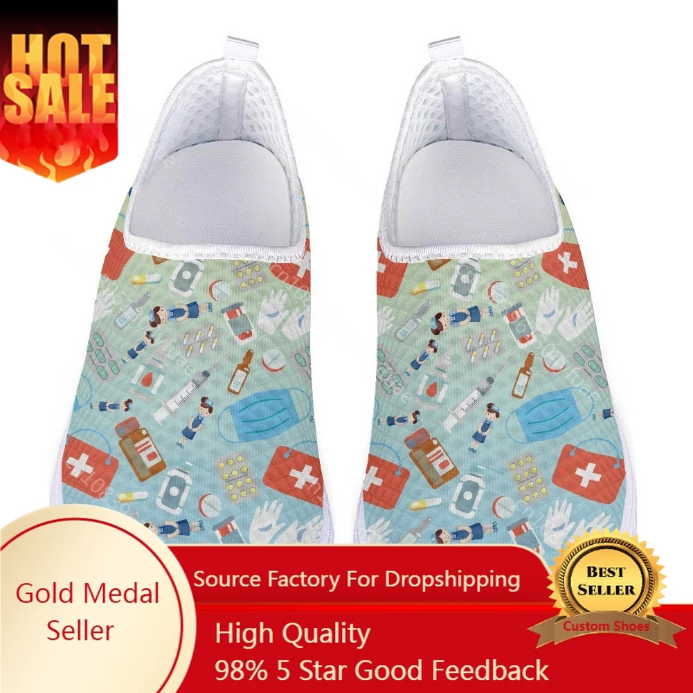 

Casual Spring Flats Shoes Cartoon Medical Hospital Print Women Slip-on Flats Zapatillas Mujer Breathable Comfort Sneakers