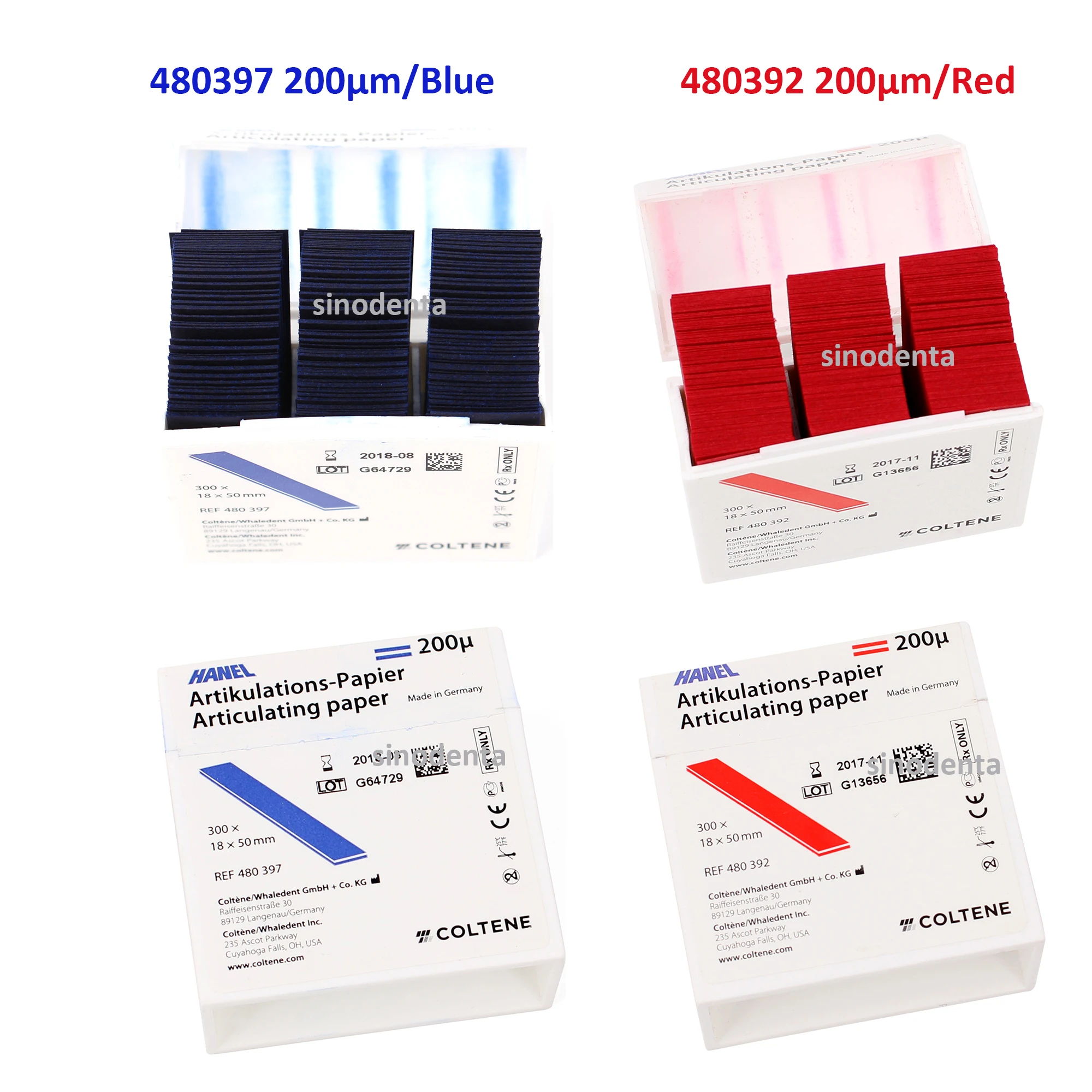 

Original Dental Long Strip Bite Paper 480392 200µm Red 480397 Blue High Strength Articulating Paper for Dental Occlusal Contact