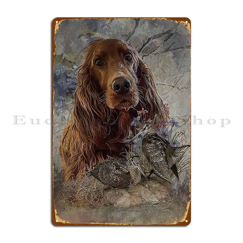 Irish Setter With Woodcock Metal Plaque Create Designing Wall Decor Wall Plaque Pub Tin Sign Poster