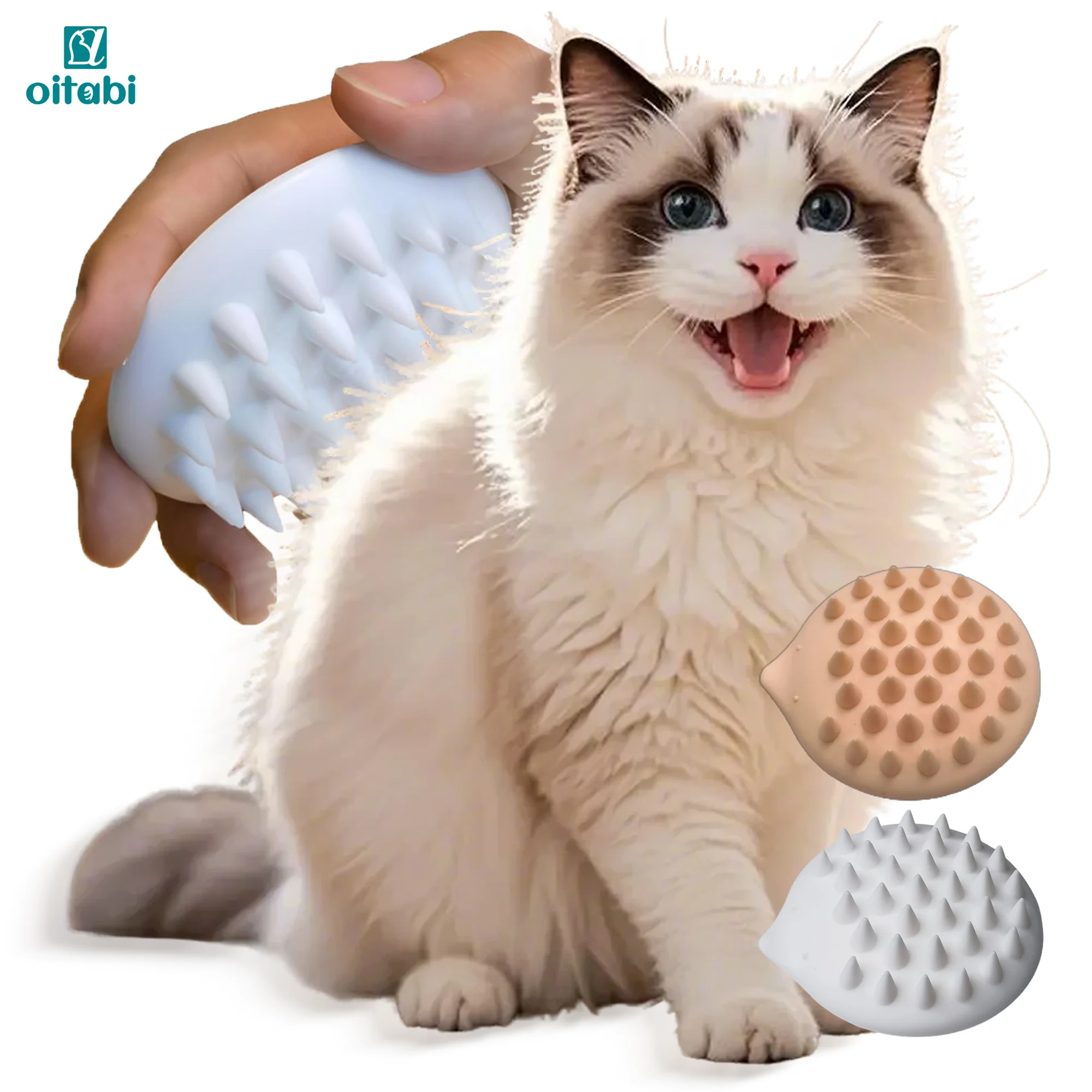 Oitabi-cepillo masajeador de silicona suave para mascotas, cepillo de baño para ducha, cepillo para quitar el pelo, peine limpio para perros y gatos, cepillo de limpieza para mascotas
