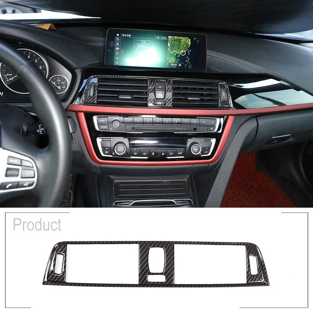 For BMW 3 Series 2013-2019 With Pulley ABS Carbon Fiber Car Central Console Air Conditioning Outlet Vent Cover Frame Trim