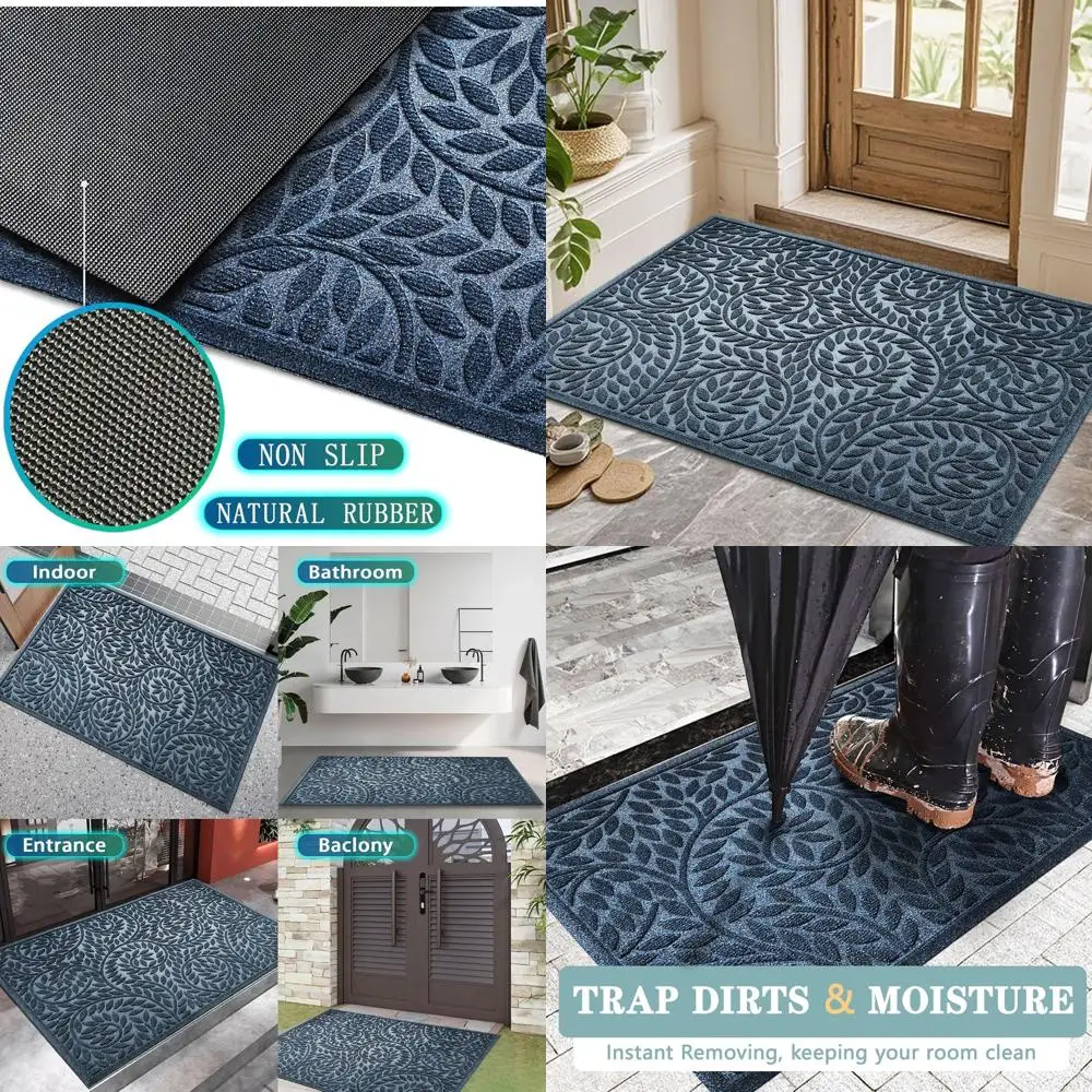 

Прочный синий придверный коврик, толстый, впитывающий, из резины, нескользящий, 47x32 дюйма, для входа