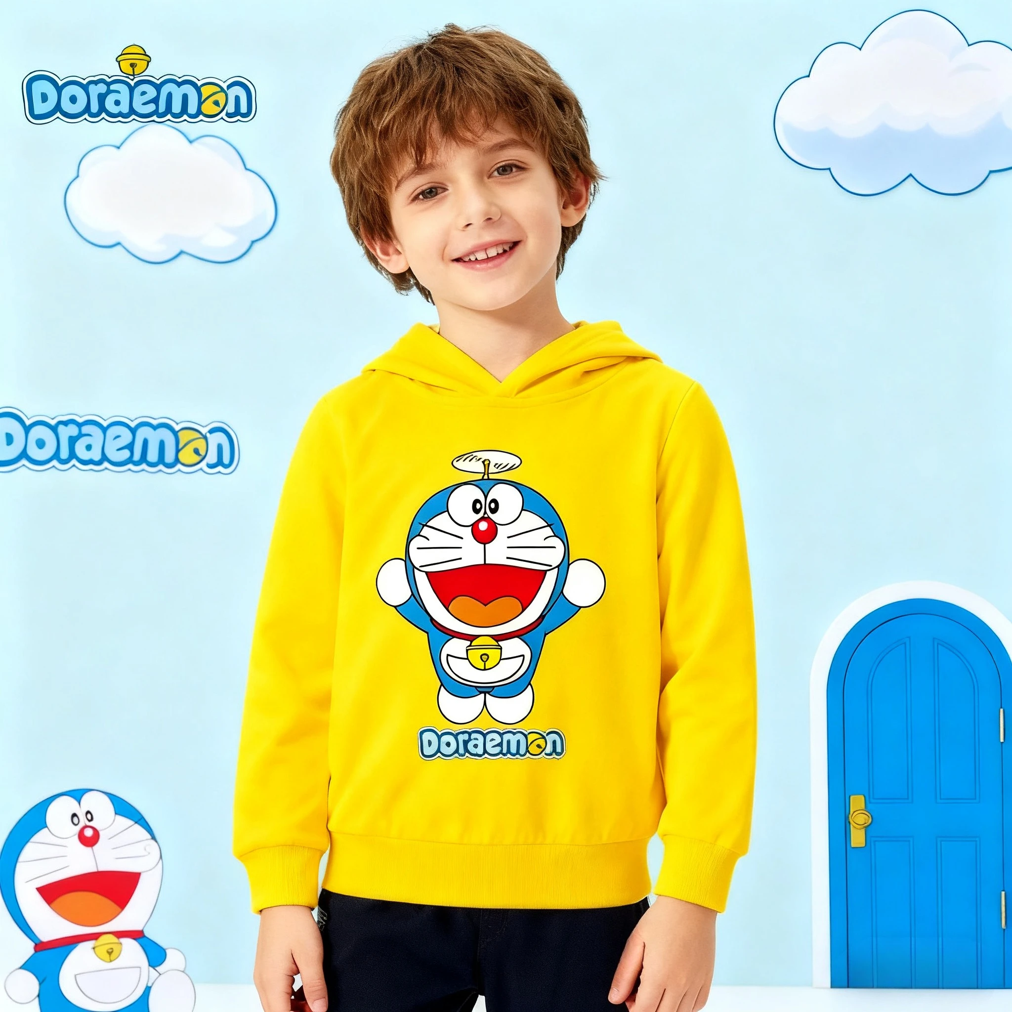 Dingdangmao سترة بغطاء للرأس دافئة للخريف والشتاء للأطفال، سترة مريحة وناعمة، ملابس أطفال عصرية ومتعددة الاستخدامات