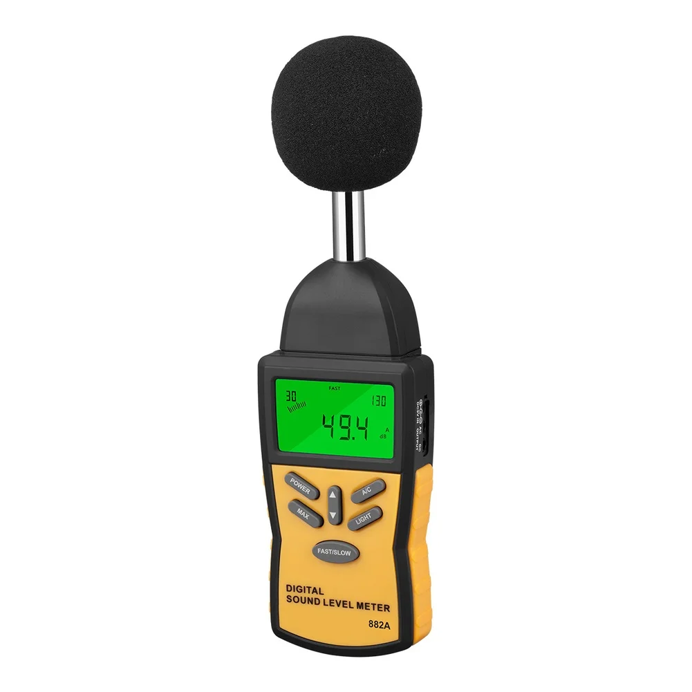 LCD Display Noise Level Meter Noise Tester Decibel Meter Yellow Sound Level Meter For Workplace Noise Monitoring