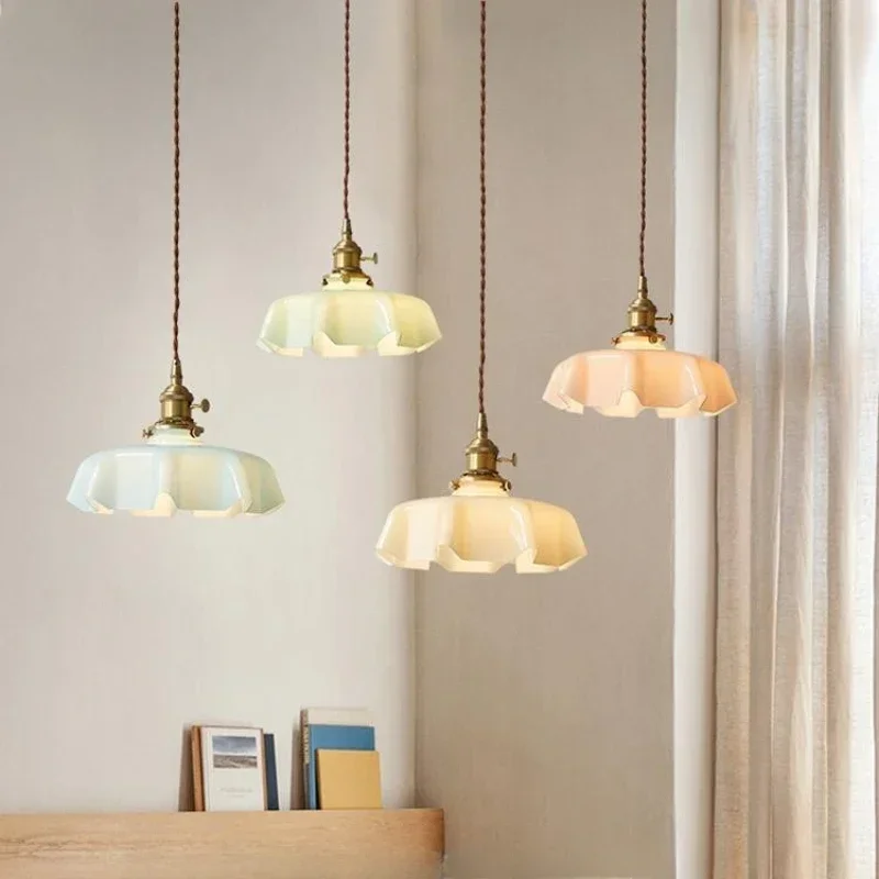 Japanese Style Creative Copper Glass Pendant Light Bar Counter Hallway Entrance Hall Lighting Fixture - Image 5