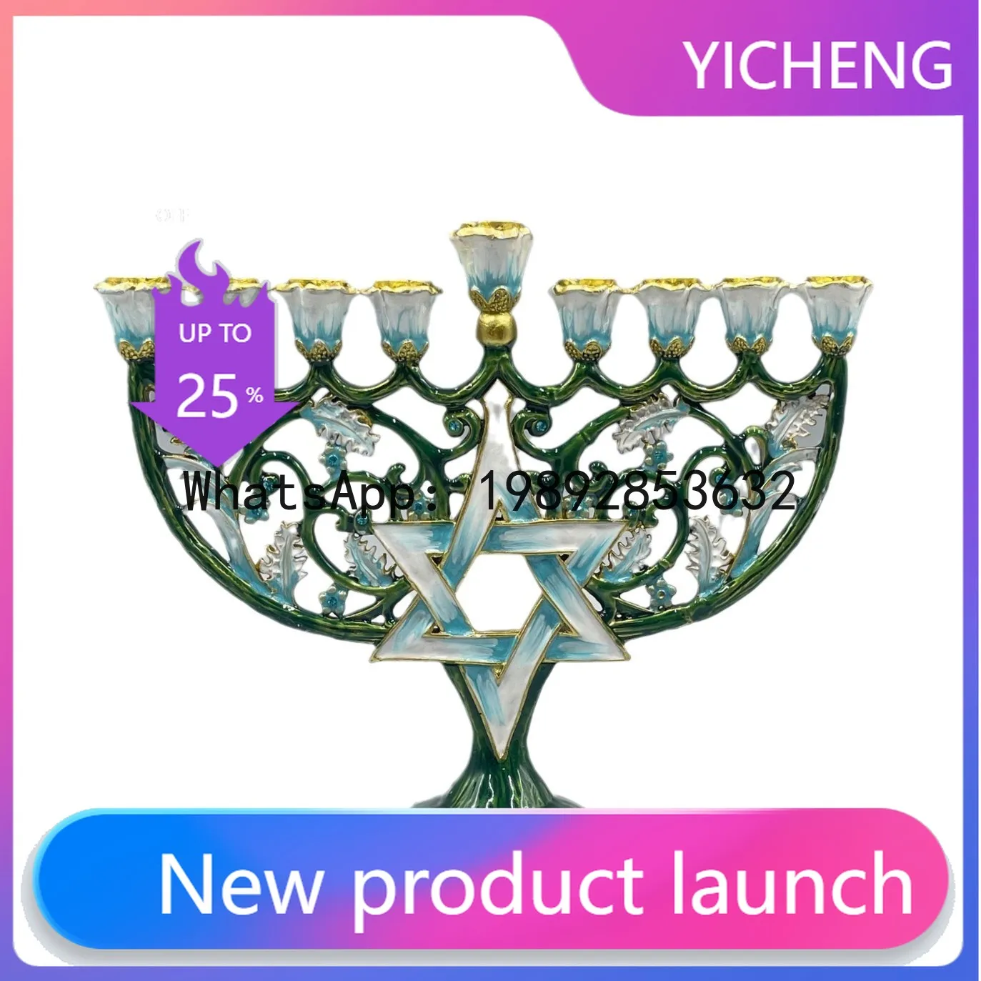 

Zz enamel metal candlestick hand-painted enamel candle holder ornament living room tabletop craft gift - guangming