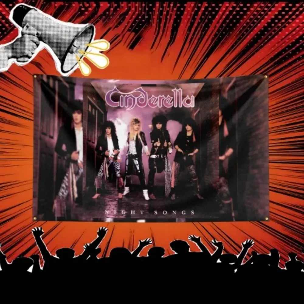 Cinderella Inspired Rock Music Flag  Polyester Banner For Bedroom Wall Decor Music Fans Gift