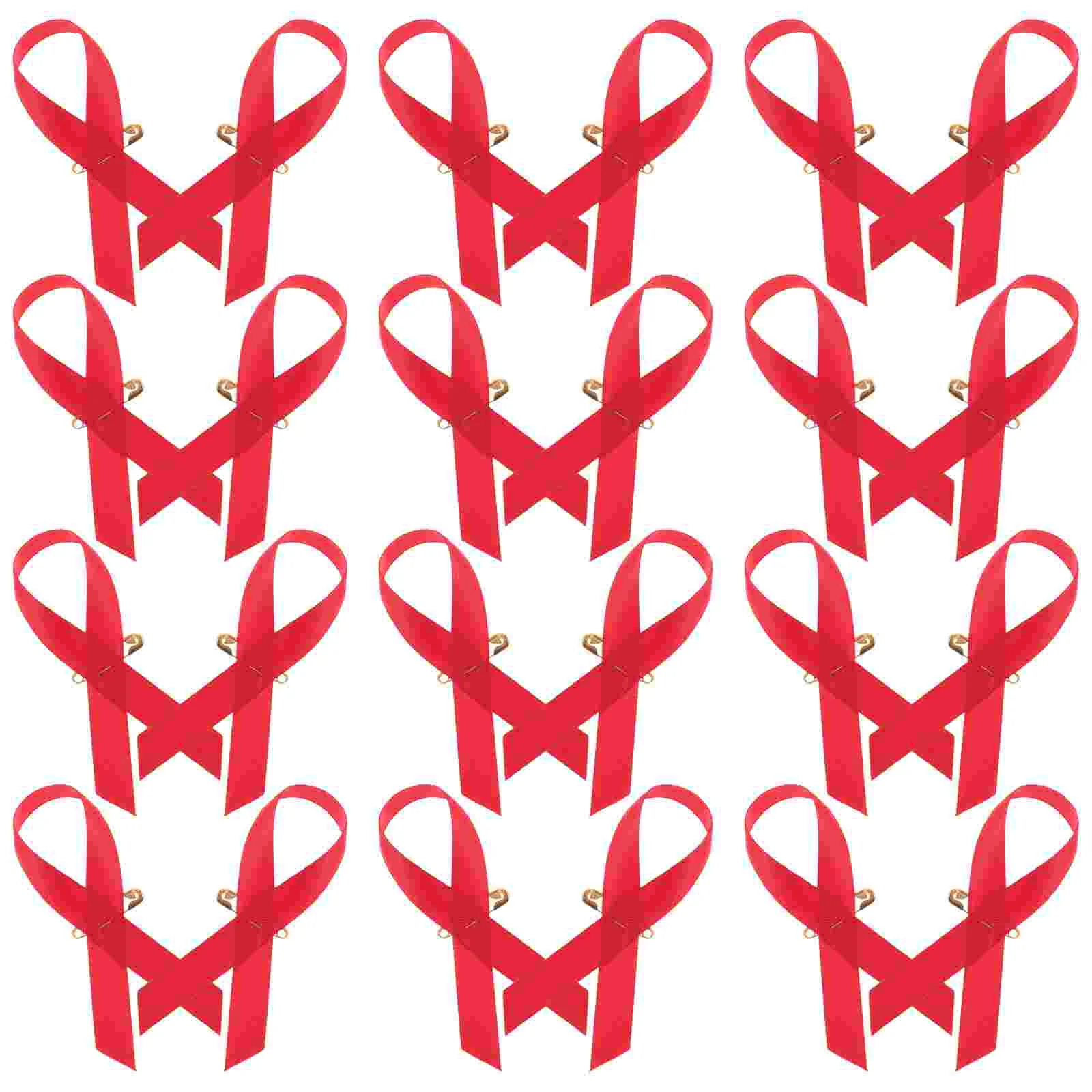 

200 Pcs AIDS Activity Brooch Ribbon Pins Red Party Nylon Awareness Breastpin Shaped Decorations