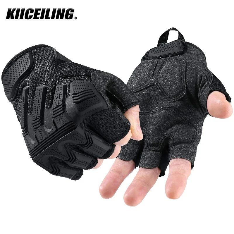 

KIICEILING Tactical Gloves Touch Screen Design Half Finger Dexterity Cycling Shooting Men's Hiking Riding Training Climbing