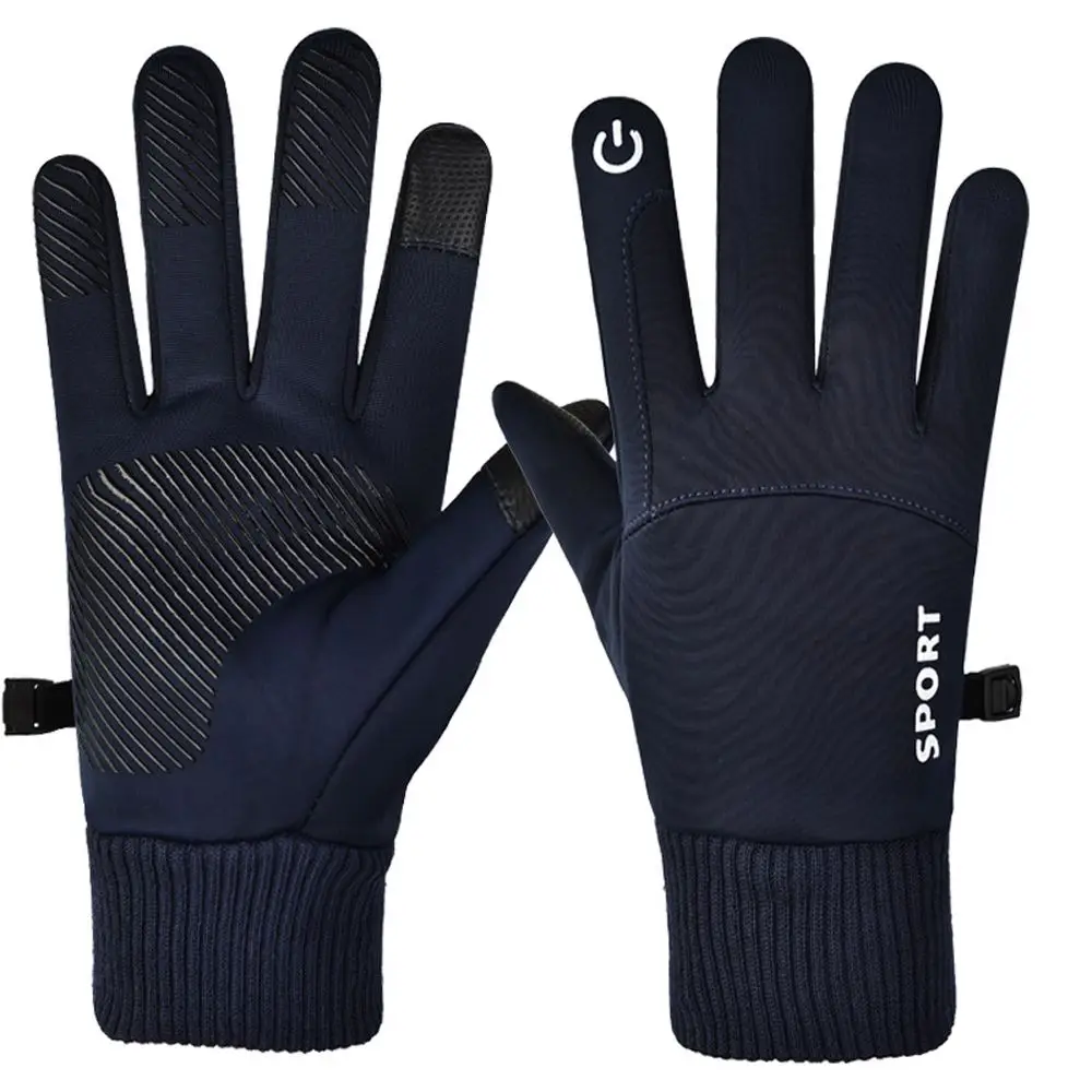 

Winter Windproof Running Non-slip Fleece Touch Screen Cycling Accessory Motorbike Gloves Men's Gloves Sports Mittens