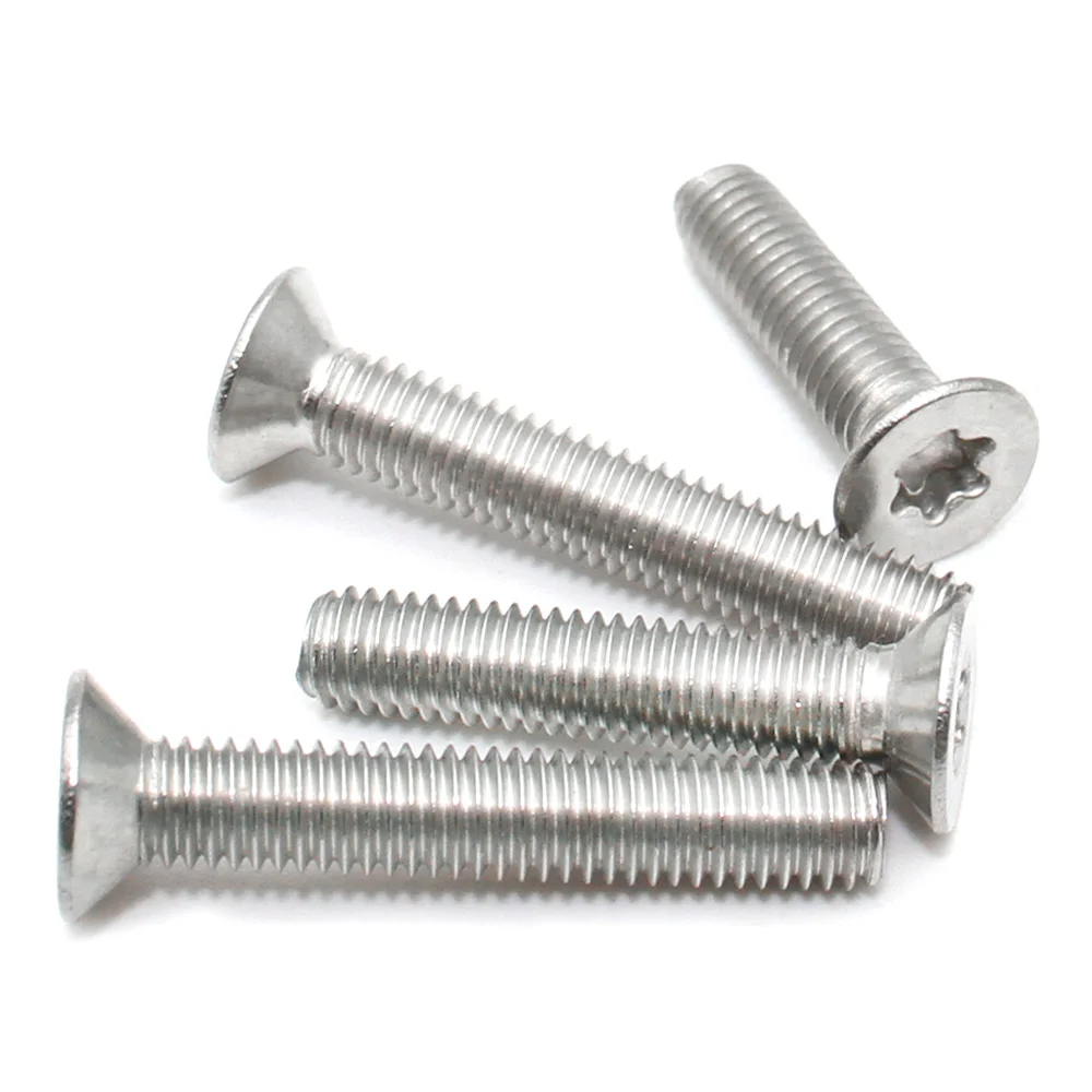 5-50Pcs M1.6 M2 M2.5 M3 M4 M5 M6 M8 CM 304 Stainless Steel Six-Lobe Torx Flat Countersunk Head Screw Bolt GB2673 Length=3-55mm