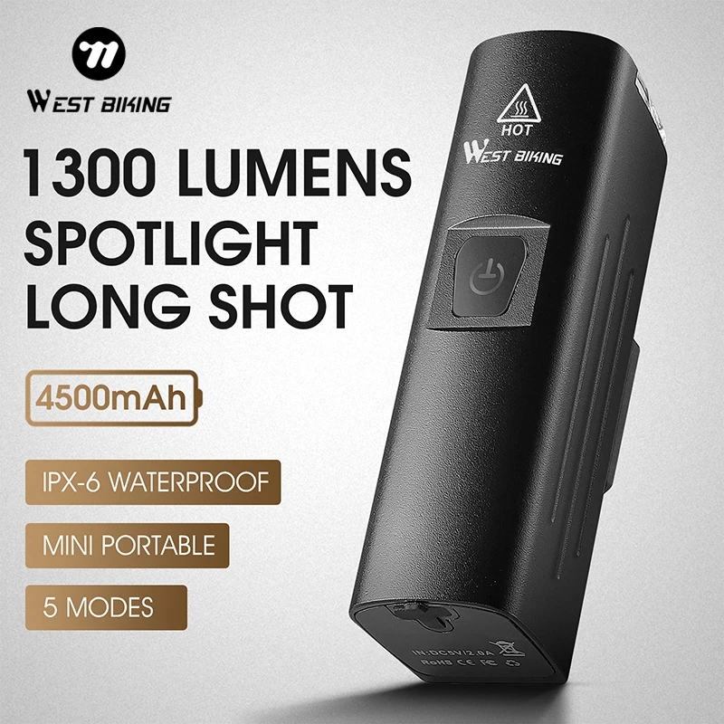 

Велосипедный фонарь WEST BIKING, водонепроницаемый, 1300 лм, профессиональный уровень, USB-перезаряжаемый, для MTB и шоссейных велосипедов, задний фонарь, аксессуары