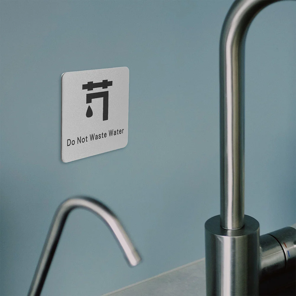 2 Pcs Label Water Saving Reminder Stickers Aluminum Composite Panel Save Sign for Bathroom Sink