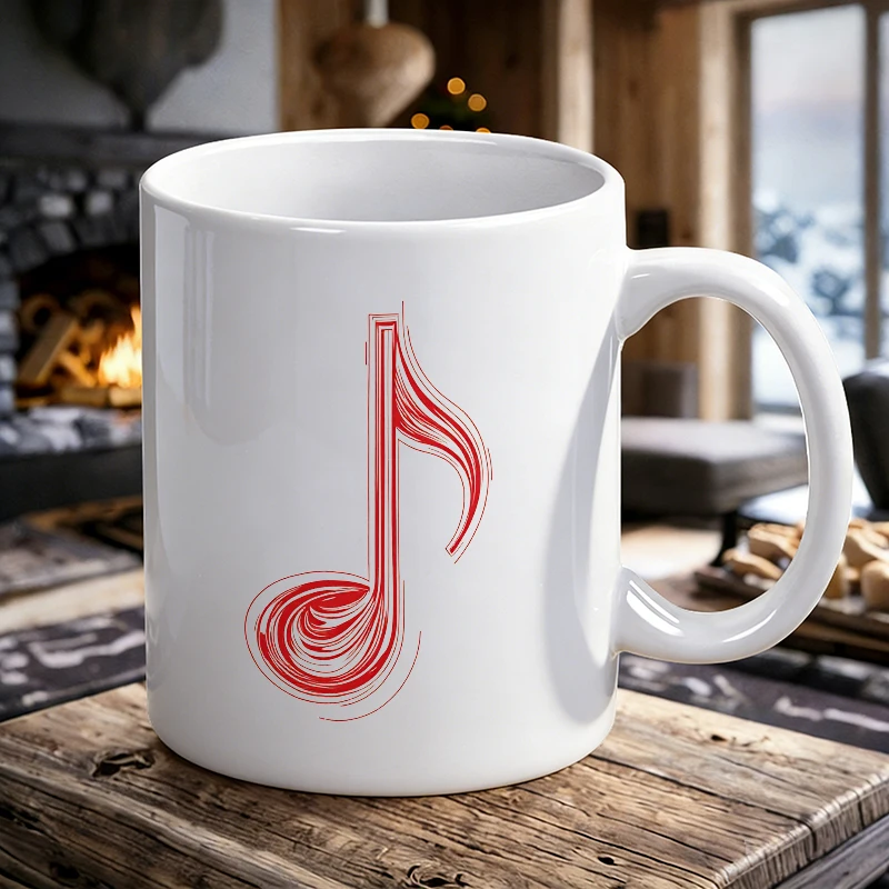 

Abstract Red Music Note Ceramic Mug, Minimalist Art Coffee Cup, Milk Cup, Office Cup, Gift for Friends, Fade-Resistant