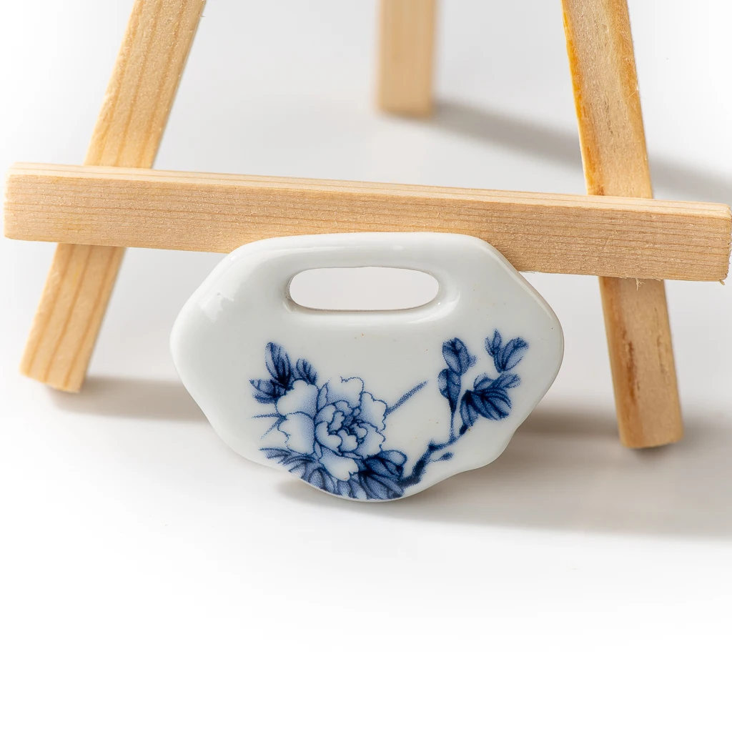 Jingdezhen Blue And White Decal Porcelain Chip Ceramic Pendant Accessories Necklace Making Materials Z034