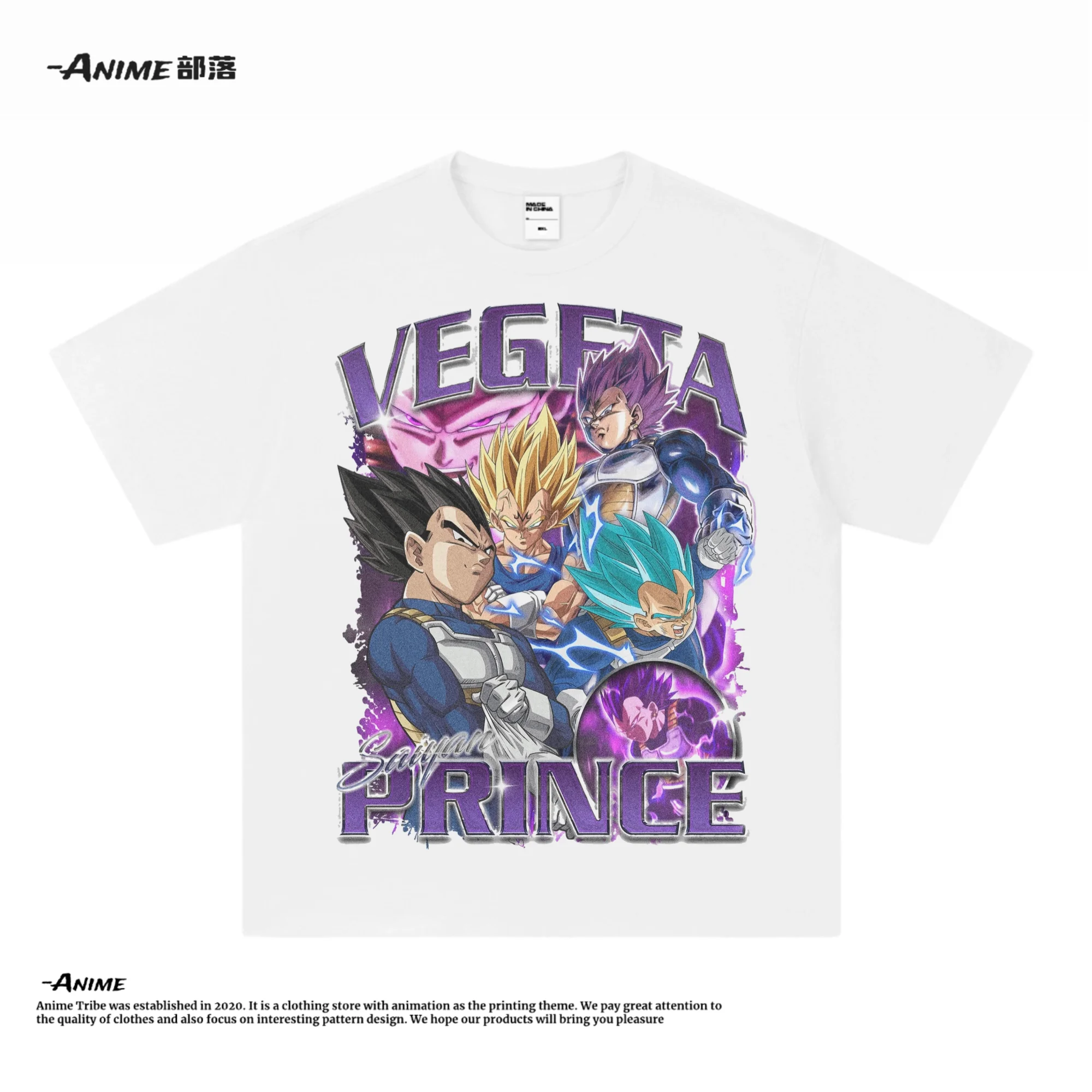 25 New Fashion Brand Popular Dragon Ball Begitaseyan Prince Short Sleeve Round Neck Vintage Cotton Men's and Women's T-shirt