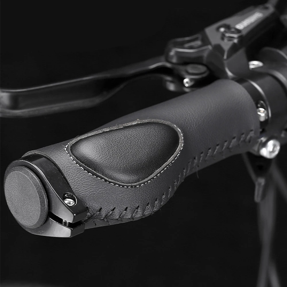 PU Leather Hand-sewn Bike Handlebars, High-rebound Memory Foam Grips, Road Bike Handlebars, Shock-absorbing Bike Grip