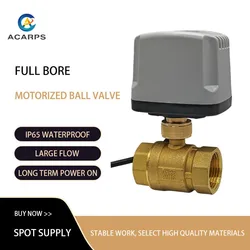 Full Bore Motorized Ball Valve Brass IP65 Waterproof DN15 DN20 DN25 Female Thread 3-Wire or 2 wire AC/DC 12V 24V AC110V 220V