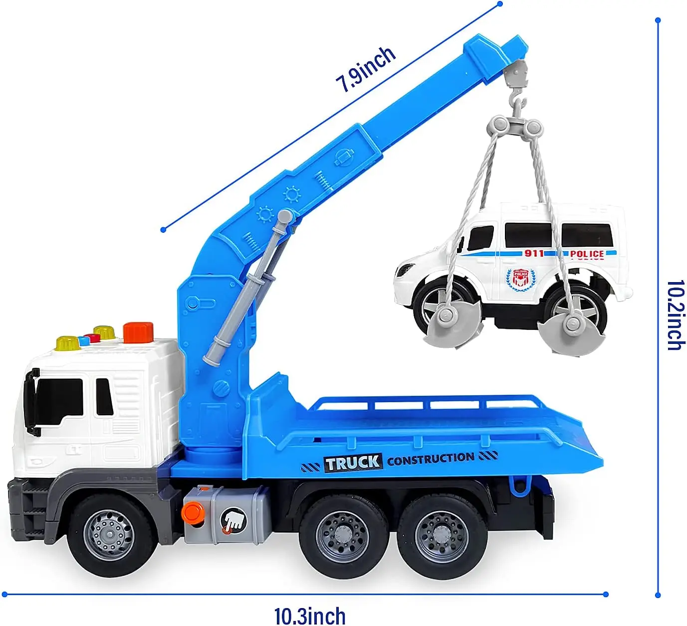 Kids Truck Toy with Hook and Car Transport Truck Crane Toy with Light&Sound for Boys and Girls