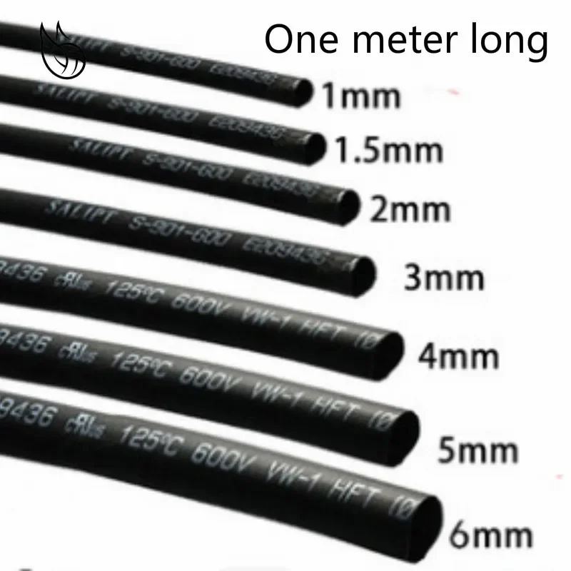 1 Meter/lot 2:1 Black 1 2 3 5 6 8 10mm Diameter Heat Shrink Heatshrink Tubing Tube Sleeving Wrap Wire Sell DIY Connector Repair