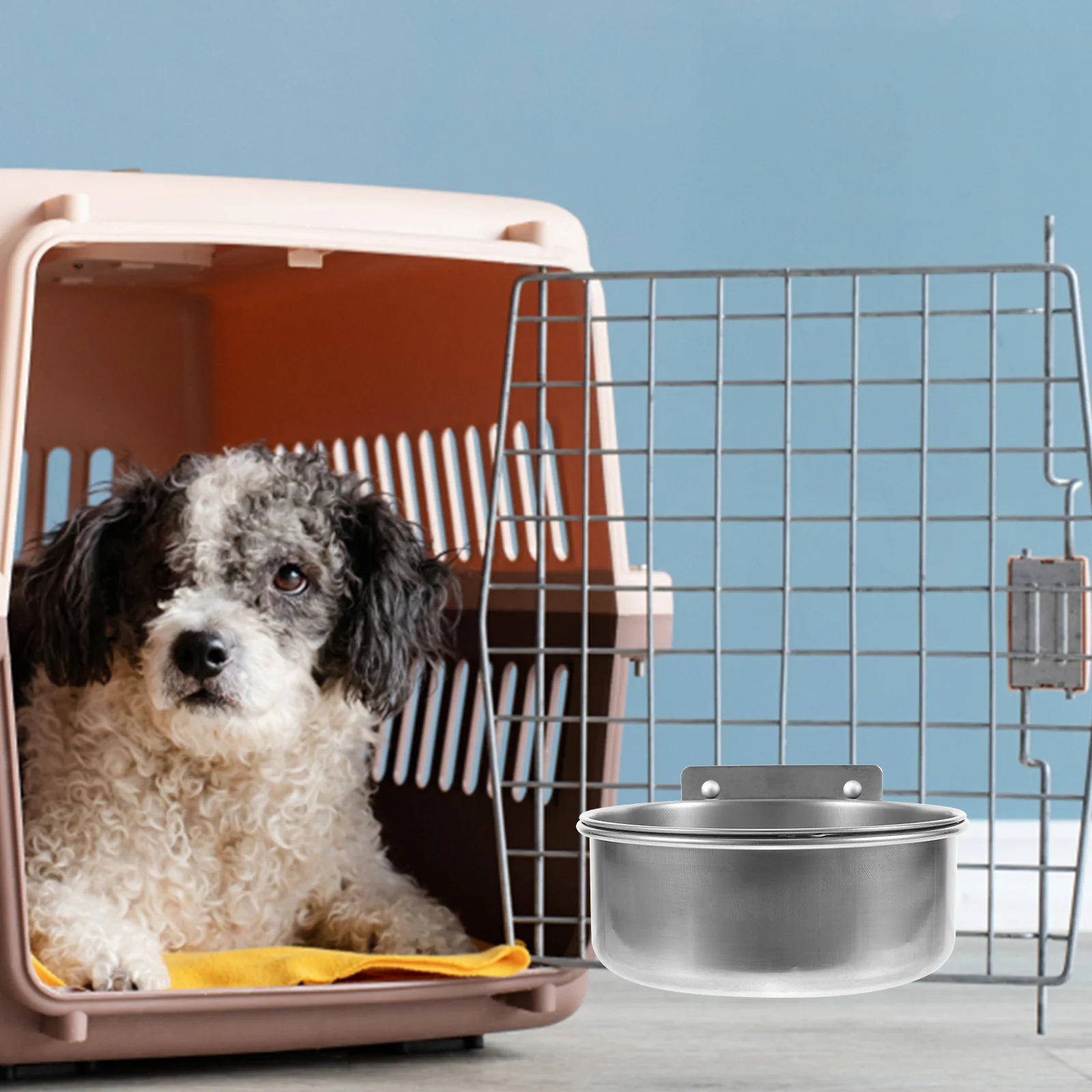 

Stainless Steel Dog 12x5cm Double Screw Hole for Small Dogs Pet Food Bowl Easy Durable Anti Tip Crate Bowl Dog Feeding Pet