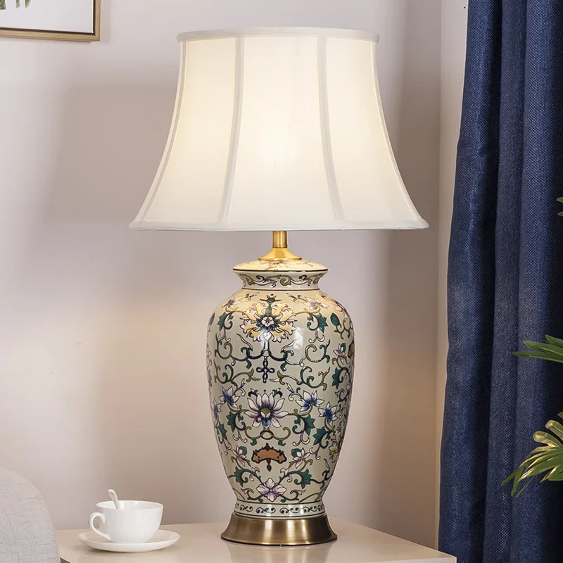 

Famile rose bedroom bedside table ceramic table lamps for home