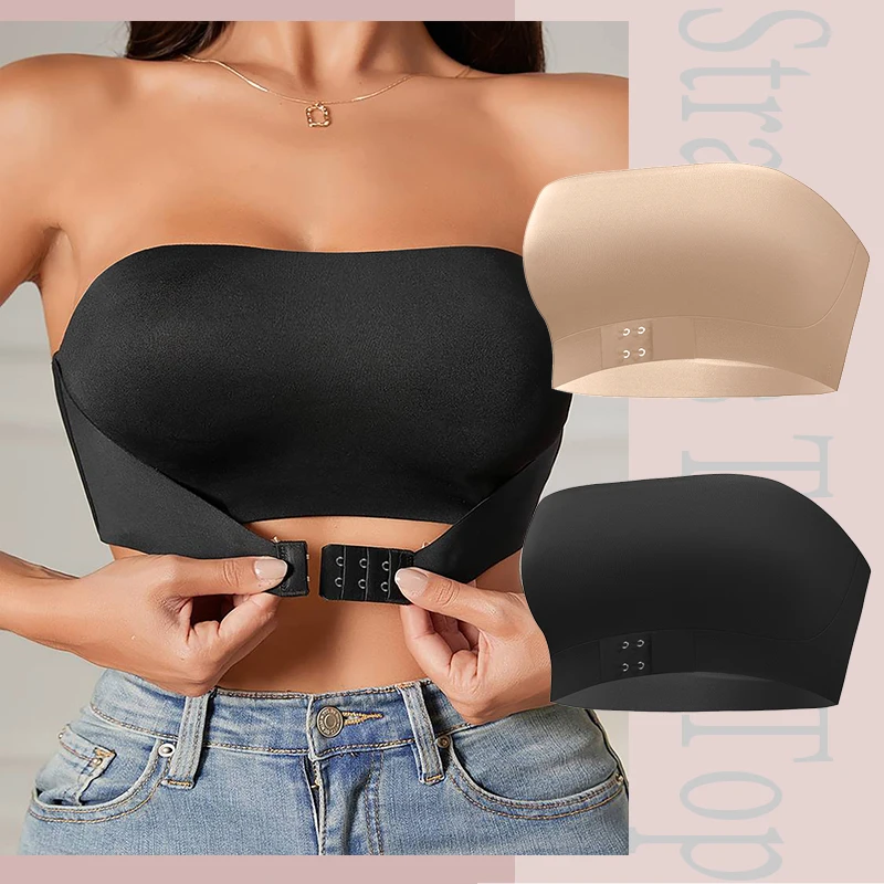 Women's front-button strapless, Bralette Wireless invisible anti-exposure comfortable Sexy Seamless Tube Top Bra Underwear