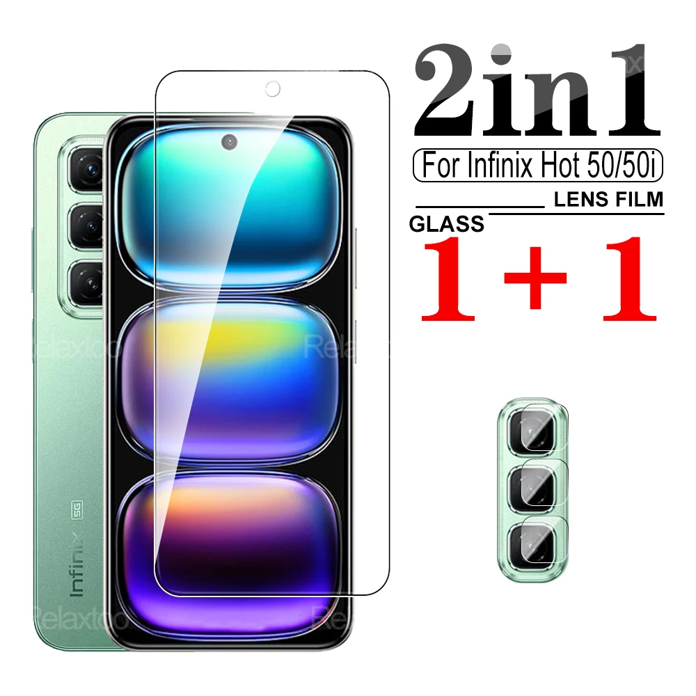 2in1 Tempered Glass for Infinix Hot 50 50i 50 Pro Hot50 Hot50i 50Pro4G 5G Screen Protector Safety Film InfinixHot50 Lens Protect